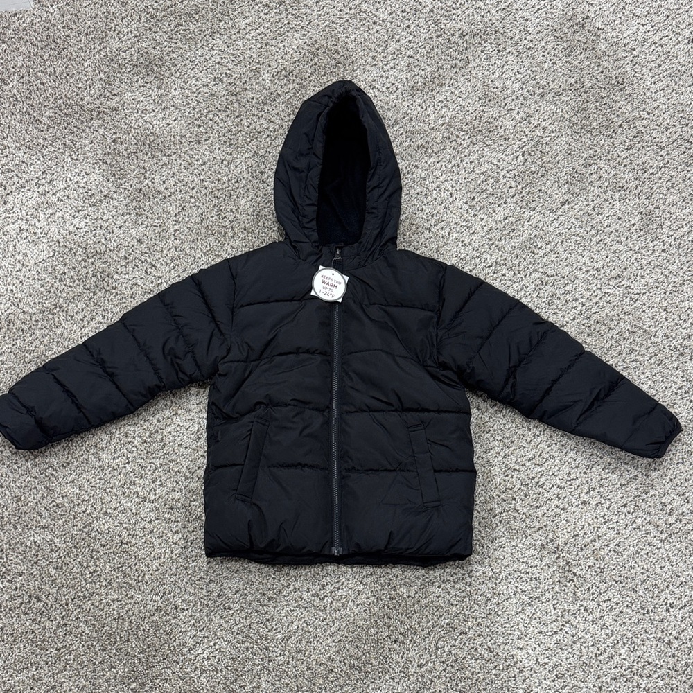 Swiss Tech Black Puffer Hooded Kids Jacket